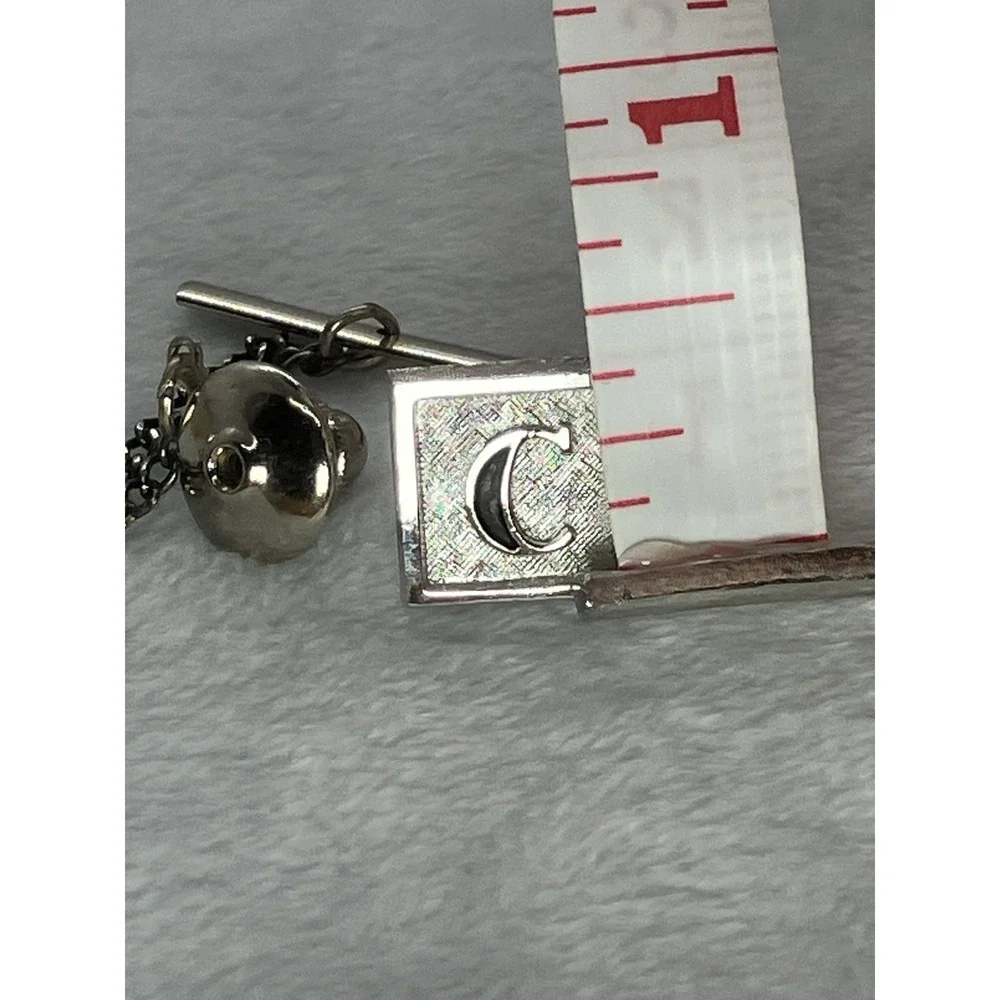 Vtg Swank Silver Tone Tie Tac Initial C Classic‎ Old Money Estate Luxury Retro